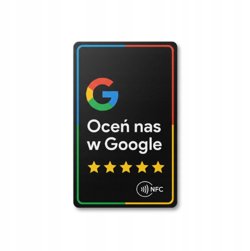 Wariant czarny karty NFC do opinii Google